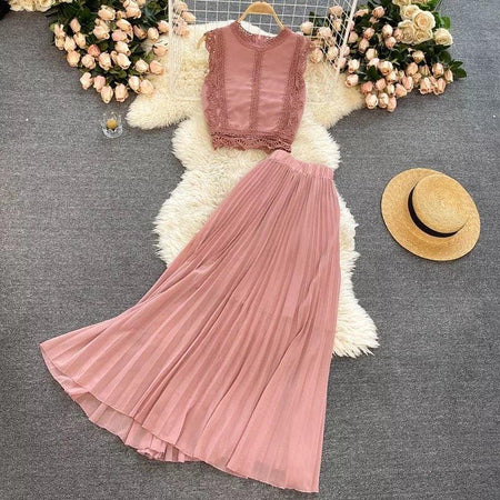 Rio Statement Coord Set - styled flat-lay shot, pink - Miss Mosa By Akanksha