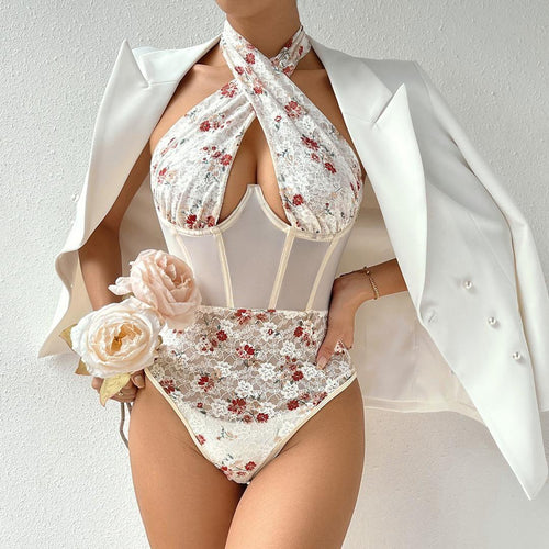 Rivka Lace Corset Bodysuit In White