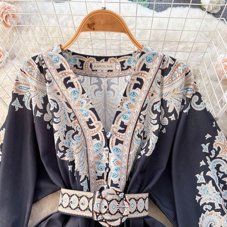 Robbie Statement Dress - close-up of bodice, black - Miss Mosa By Akanksha