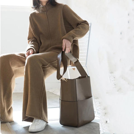 Robbie statement Tracksuit - lifestyle shot on model, brown - Miss Mosa By Akanksha