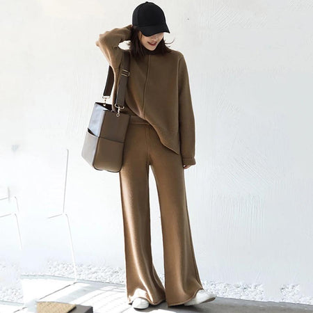 Robbie statement Tracksuit - full-length shot on model, brown - Miss Mosa By Akanksha