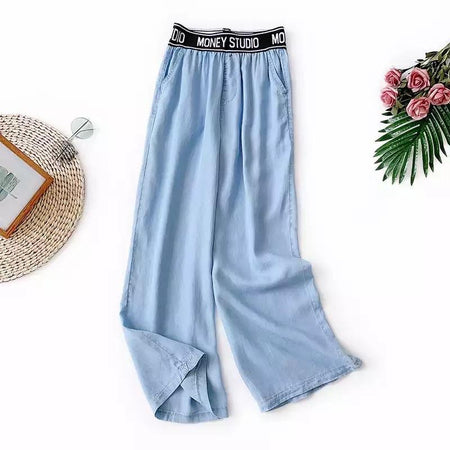 Roberto High Waisted Denims In Light Blue - flat-lay product shot, light blue - Miss Mosa By Akanksha