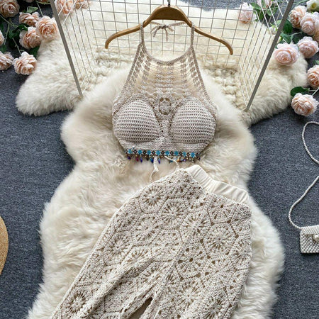 Roderno Resortwear Set - styled flat-lay shot, cream - Miss Mosa By Akanksha