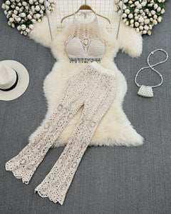 Roderno Resortwear Set - styled flat-lay shot, cream - Miss Mosa By Akanksha