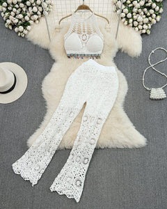 Roderno Resortwear Set - styled flat-lay shot, white - Miss Mosa By Akanksha