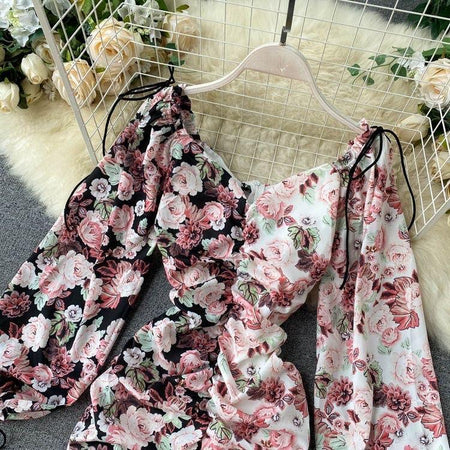Rosito Floral Dress - front shot on hanger, pink - Miss Mosa By Akanksha