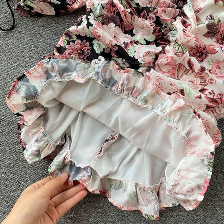Rosito Floral Dress - close-up of lining, pink - Miss Mosa By Akanksha
