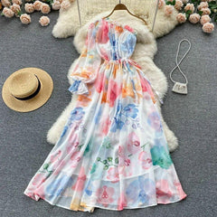 Royce Summer Dress - front shot on hanger, multicolour - Miss Mosa By Akanksha