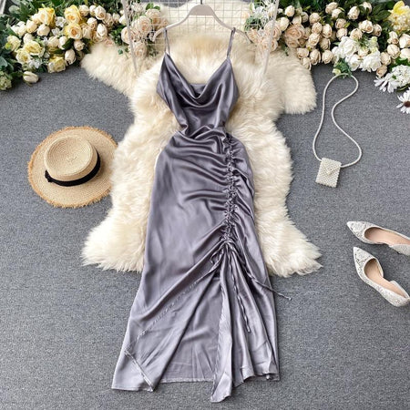 Rumia Haven Dress - front shot on hanger, grey - Miss Mosa By Akanksha