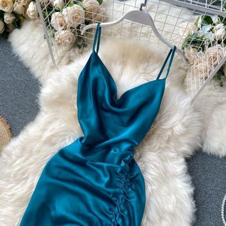 Rumia Haven Dress - front shot on hanger, teal - Miss Mosa By Akanksha
