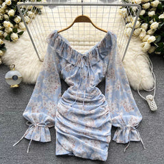 Sabrina Ruched Dress - front shot on hanger, blue - Miss Mosa By Akanksha