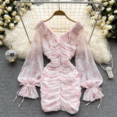 Sabrina Ruched Dress - front shot on hanger, pink - Miss Mosa By Akanksha