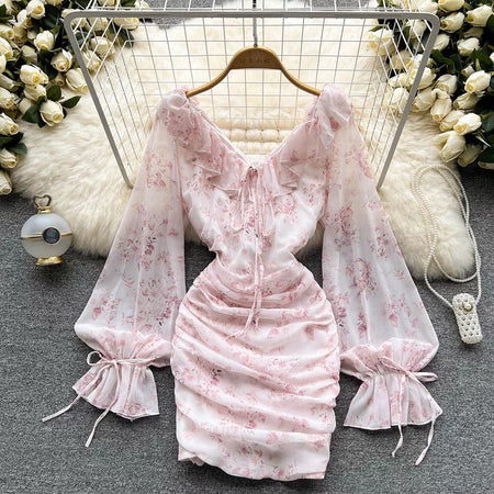 Sabrina Ruched Dress - front shot on hanger, pink - Miss Mosa By Akanksha