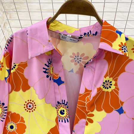Sail Abstract Print Coord Set - close-up of collar, pink - Miss Mosa By Akanksha