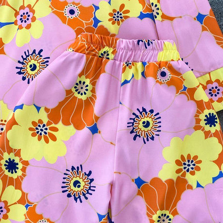 Sail Abstract Print Coord Set - close-up of cuff, pink - Miss Mosa By Akanksha