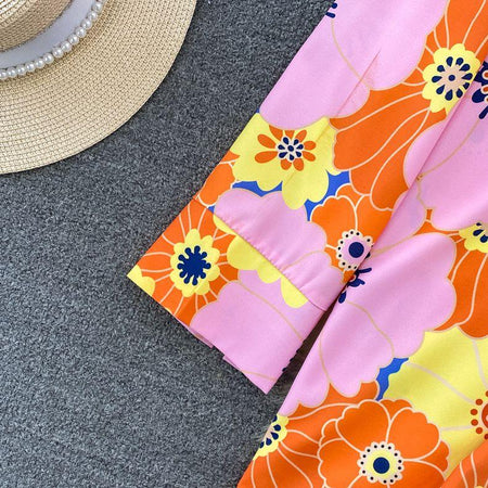Sail Abstract Print Coord Set - close-up of collar, pink - Miss Mosa By Akanksha
