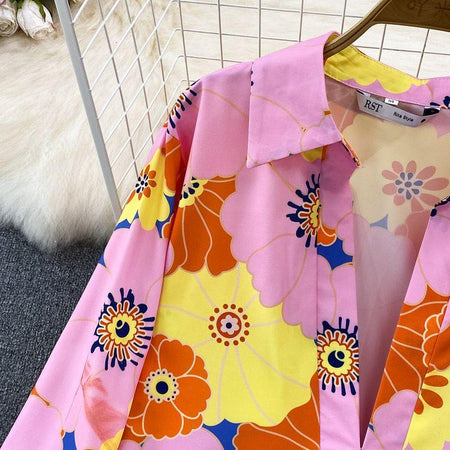 Sail Abstract Print Coord Set - flat-lay product shot, pink - Miss Mosa By Akanksha