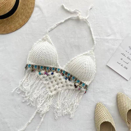 Samantha Beach Crops - flat-lay product shot, white - Miss Mosa By Akanksha