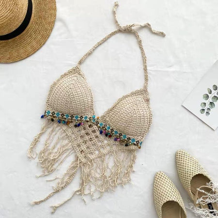 Samantha Beach Crops - flat-lay product shot, beige - Miss Mosa By Akanksha