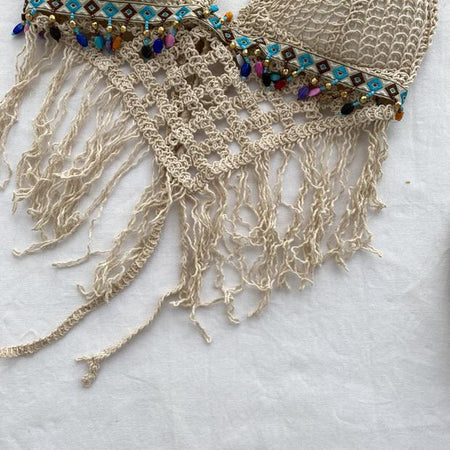 Samantha Beach Crops - close-up of fringe, beige - Miss Mosa By Akanksha
