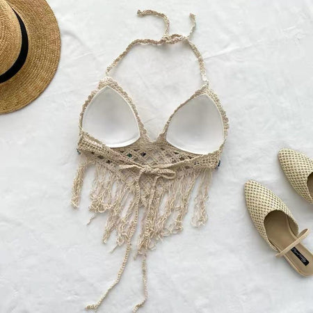 Samantha Beach Crops - back shot flat-lay, beige - Miss Mosa By Akanksha