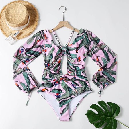 Samantha Luxury Swimsuit In Pink - front shot on hanger, pink - Miss Mosa By Akanksha