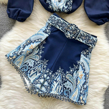 Sandy Coord Set In Navy Blue - styled flat-lay shot, navy blue - Miss Mosa By Akanksha