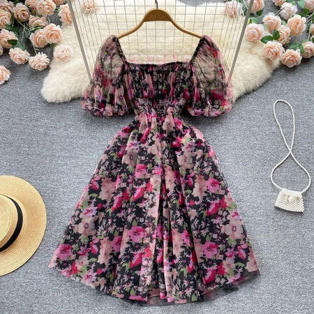 Sasha Floral Dress In Multicolour - styled flat-lay shot, multicolour - Miss Mosa By Akanksha