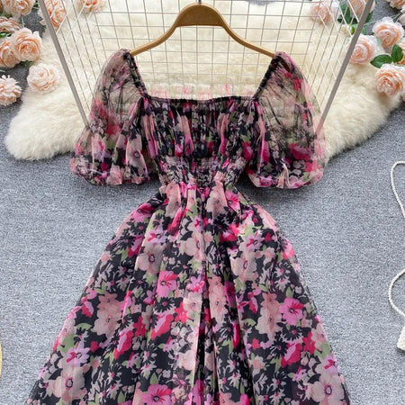 Sasha Floral Dress In Multicolour - styled flat-lay shot, multicolour - Miss Mosa By Akanksha