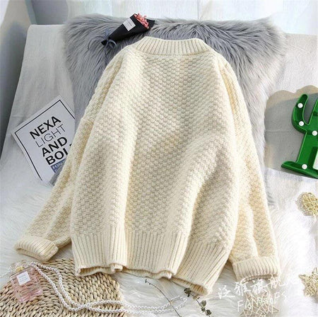 Scarlett Statement Pullover - back shot styled flat-lay, cream - Miss Mosa By Akanksha