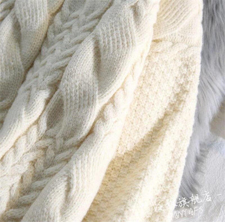 Scarlett Statement Pullover - close-up of cable knit texture, cream - Miss Mosa By Akanksha