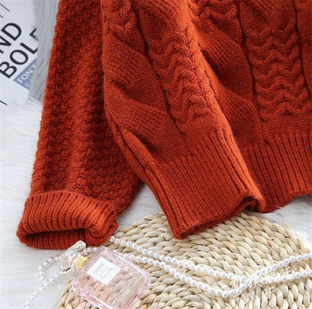Scarlett Statement Pullover - styled flat-lay shot, rust - Miss Mosa By Akanksha