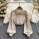 Sebia Embroidered Blouse - front shot on hanger, beige - Miss Mosa By Akanksha