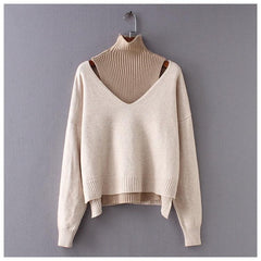 Selestia Statement Pullovers - front shot on hanger, beige - Miss Mosa By Akanksha