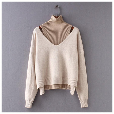 Selestia Statement Pullovers - front shot on hanger, beige - Miss Mosa By Akanksha