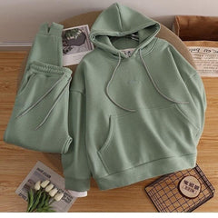 Semeah Fleece Lined Tracksuit - styled flat-lay shot, green - Miss Mosa By Akanksha