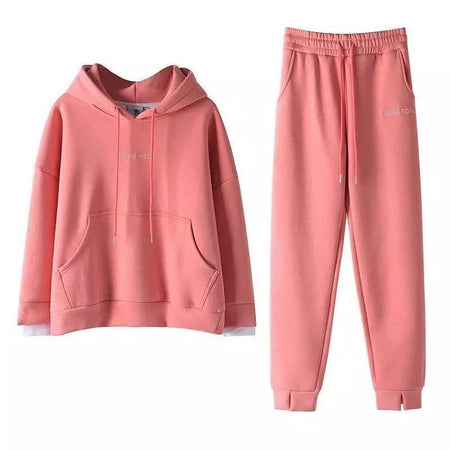 Semeah Fleece Lined Tracksuit - flat-lay product shot, coral - Miss Mosa By Akanksha