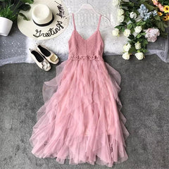 Serena Inox Midi Dress - styled flat-lay shot, pink - Miss Mosa By Akanksha