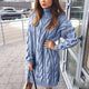 Sertha Luxury Woolen Dress - lifestyle shot on model, blue - Miss Mosa By Akanksha