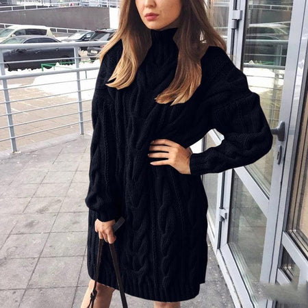Sertha Luxury Woolen Dress - lifestyle shot on model, black - Miss Mosa By Akanksha