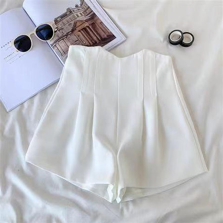 Seul Statement Shorts - styled flat-lay shot, white - Miss Mosa By Akanksha