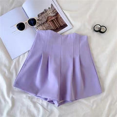 Seul Statement Shorts - styled flat-lay shot, lilac - Miss Mosa By Akanksha
