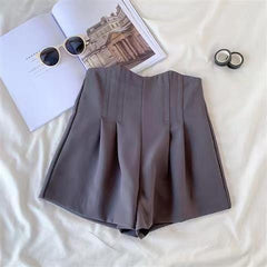 Seul Statement Shorts - styled flat-lay shot, grey - Miss Mosa By Akanksha
