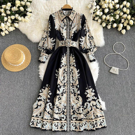 Shelby Vintage Midi Dress In Black - styled flat-lay shot, black - Miss Mosa By Akanksha