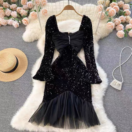 Shelly Party Dress In Black - front shot on hanger, black - Miss Mosa By Akanksha
