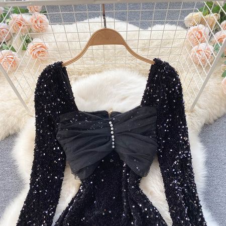 Shelly Party Dress In Black - close-up of bodice, black - Miss Mosa By Akanksha