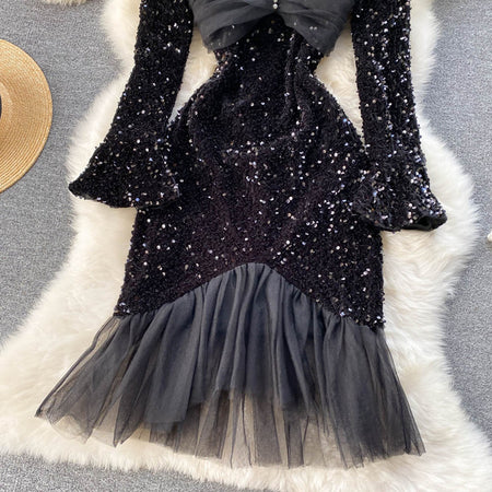 Shelly Party Dress In Black - close-up of skirt, black - Miss Mosa By Akanksha