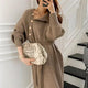 Sikura Winter Dress - lifestyle shot on model, brown - Miss Mosa By Akanksha