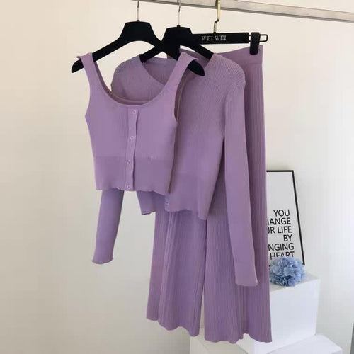 Silage 3 Piece Coord Set - styled flat-lay shot, purple - Miss Mosa By Akanksha
