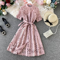 Silotha Vintage Luxury Dress - styled flat-lay shot, pink - Miss Mosa By Akanksha